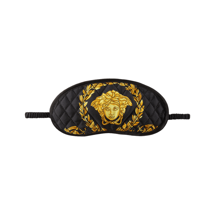 Versace Crete De Fleur Silk Sleep Mask 'Black/Gold'