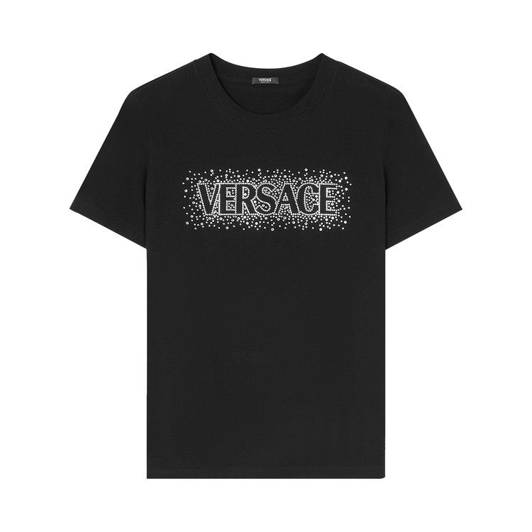 Versace Logo Embellished T-Shirt 'Black/Crystal'