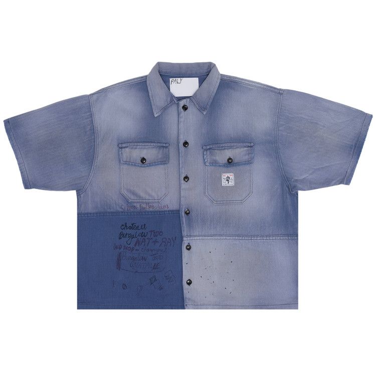 Paly Hollywood Love Short-Sleeve Herringbone Work Shirt 'Navy'