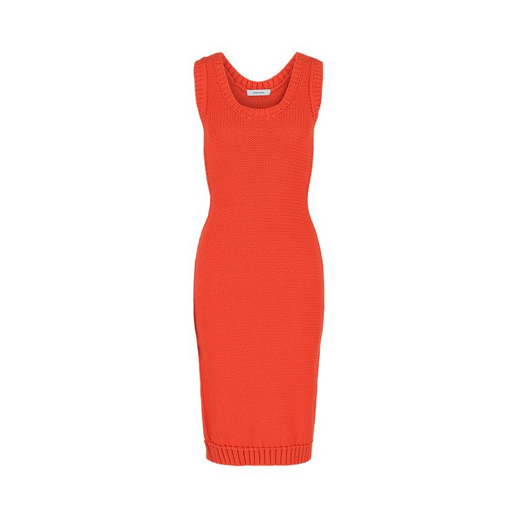 Ferragamo Sleeveless Midi Ribbed Dress 'Orange'