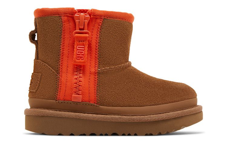 UGG Classic Mini Zipper Tape Logo Boot Toddler 'Chestnut'