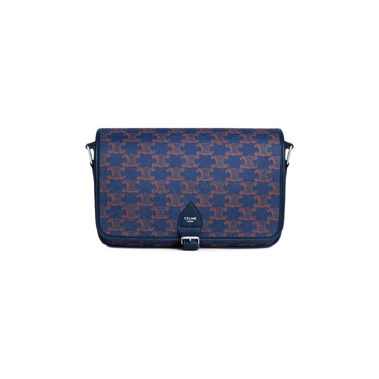 CELINE Small Folco Messenger In Triomphe Canvas/Calfskin 'Deep Navy'