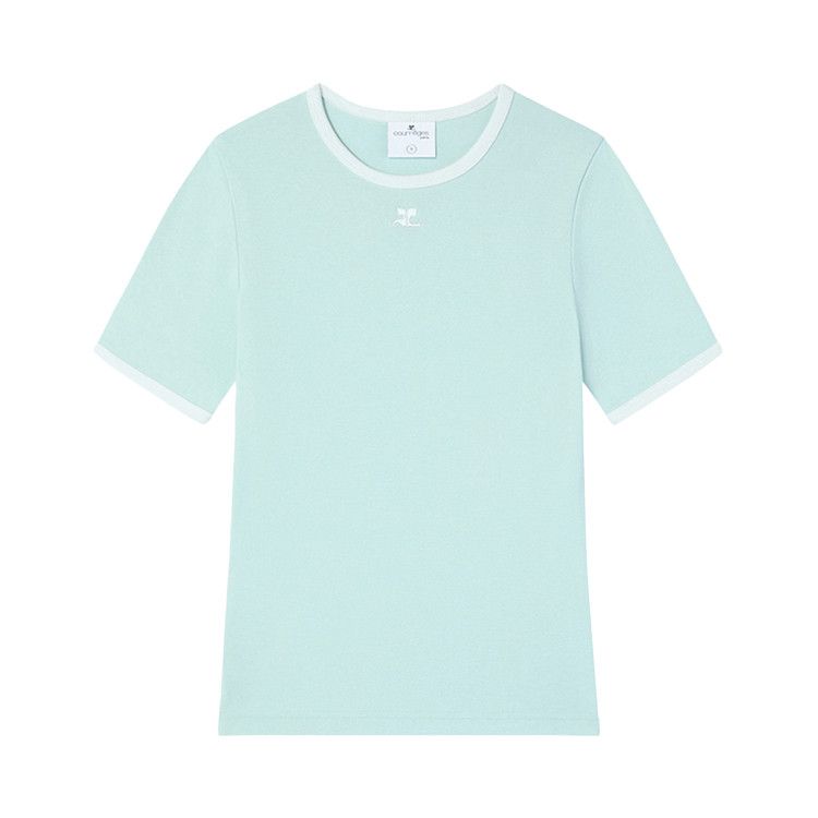 Courrèges Signature Contrast T-Shirt 'Light Mint/Heritage White'