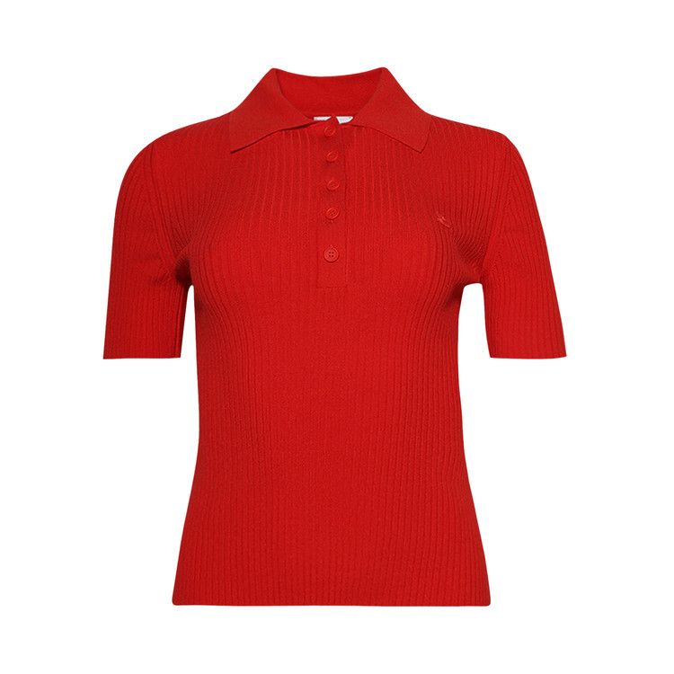 Courrèges Signature Rib Knit Polo 'Poppy'