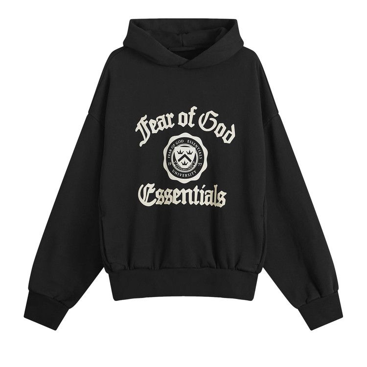 Fear of God Essentials Fleece Vintage Shrunken Hoodie 'Black'