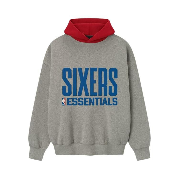 Fear of God Essentials Sixers Sport Hoodie 'Concrete Heather/ Red'