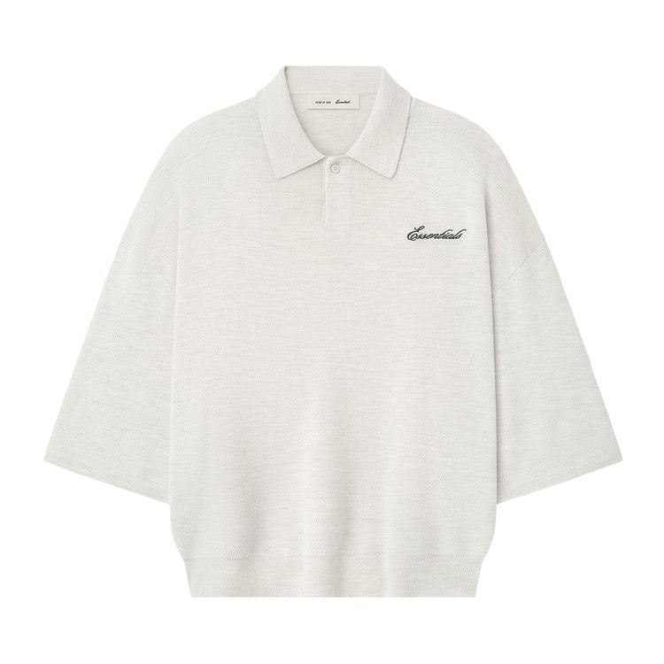 Fear of God Essentials Signature Quarter Sleeve 90's Knit Polo 'Oatmeal Heather'