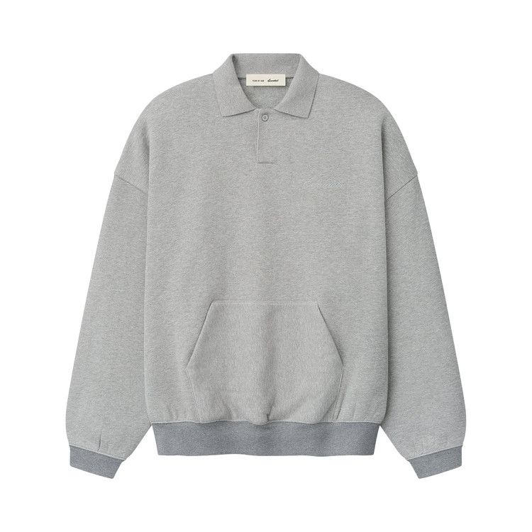 Fear of God Essentials Signature 90's Polo Sweatshirt 'Heather/Dark Concrete Heather'