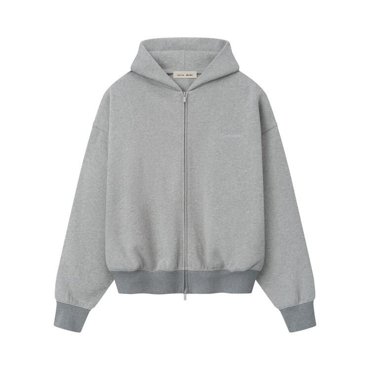 Fear of God Essentials Signature Classic Full Zip Hoodie 'Concrete Heather'