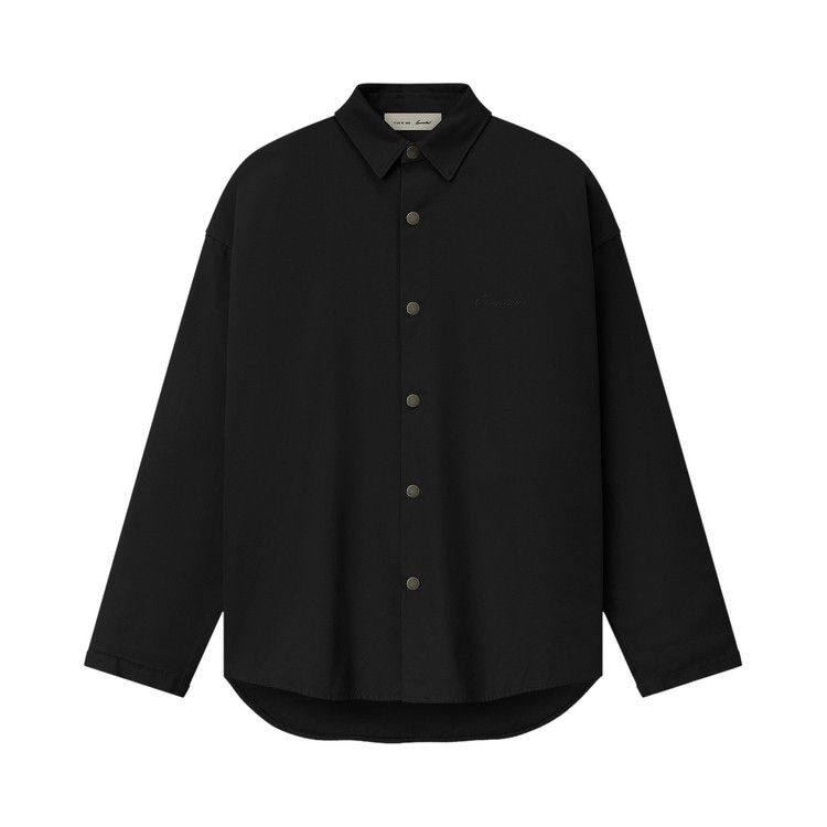 Fear of God Essentials Cotton Canvas Overshirt 'Vintage Black'