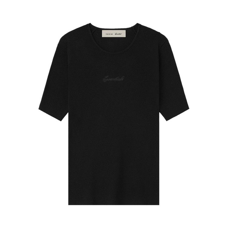 Fear of God Essentials Signature Rib Knit Fitted Short Sleeve Tee 'Vintage Black'
