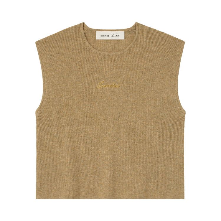 Fear of God Essentials Signature Rib Knit Cropped Top 'Dune'