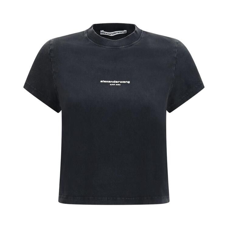 Alexander Wang Shrunken Short-Sleeve Logo Print Tee 'Washed Black'