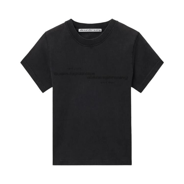 Alexander Wang Mirrored Logo Print Shrunken Tee 'Washed Black'