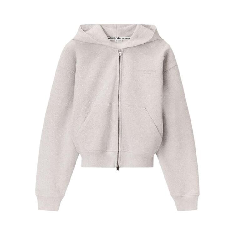 Alexander Wang Allover Hotfix Zip-Up Hoodie 'Light Heather Grey'