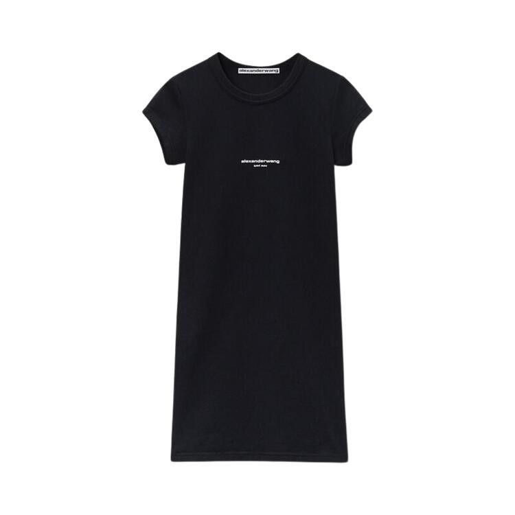Alexander Wang Logo Print Fitted Short-Sleeve Mini Dress 'Black'