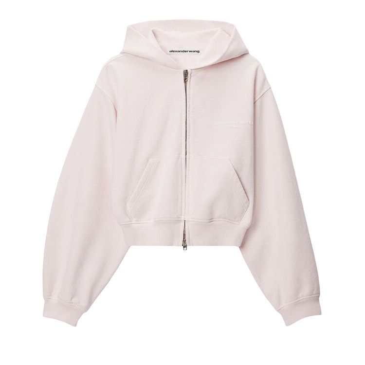 Alexander Wang Logo Print Zip-Up Hoodie 'Washed Light Pink'