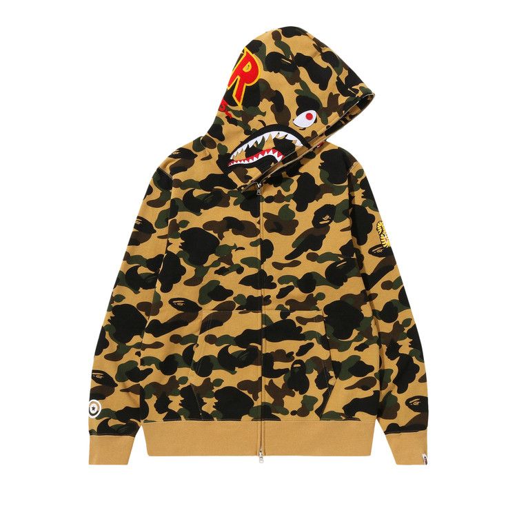 BAPE 1st Camo PONR Shark Full Zip Hoodie 'Yellow'