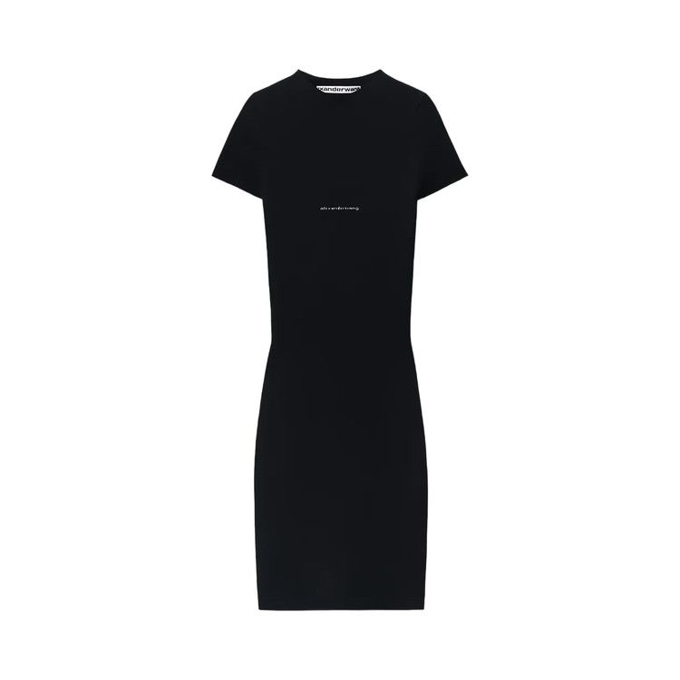 Alexander Wang Jacquard Logo Short-Sleeve Crewneck Mini Dress 'Black'