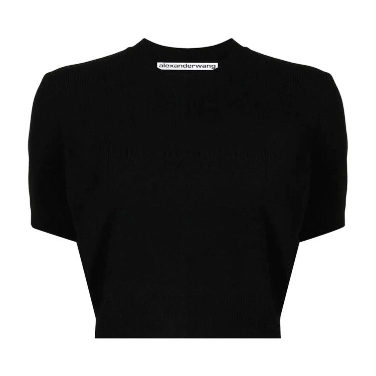 Alexander Wang Embossed Logo Ribbed Short-Sleeve Tee 'Black'