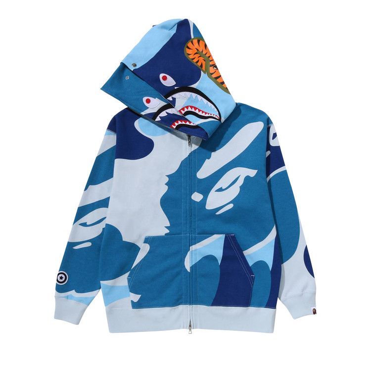 BAPE Mega ABC Camo Double Shark Relaxed Fit Full Zip Hoodie 'Blue'