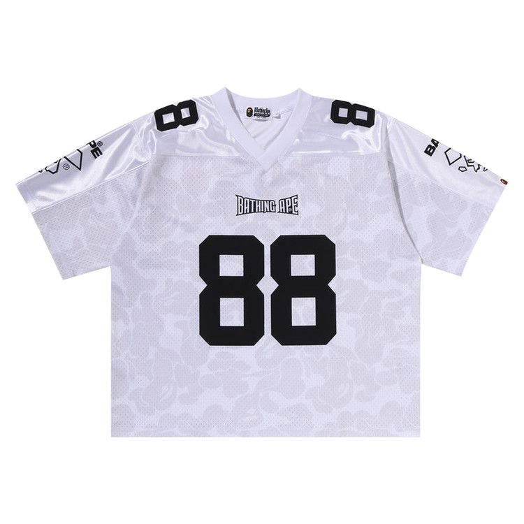 BAPE Solid Camo Multi Logo Relaxed Fit Football Jersey Tee 'White'