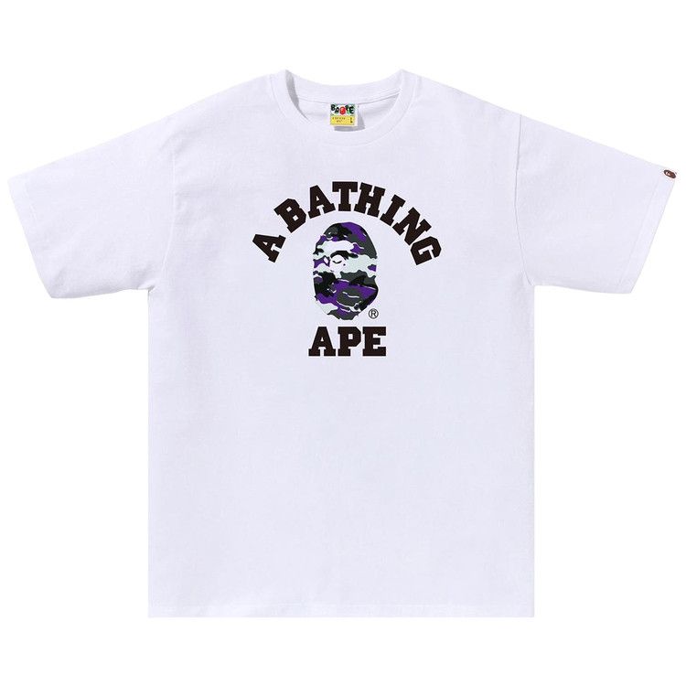 BAPE Woodland Camo College Tee 'White Purple'