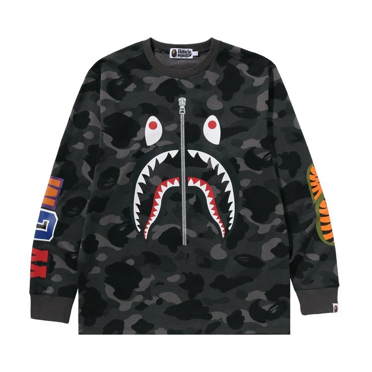 BAPE Color Camo Shark Long-Sleeve Tee 'Black'