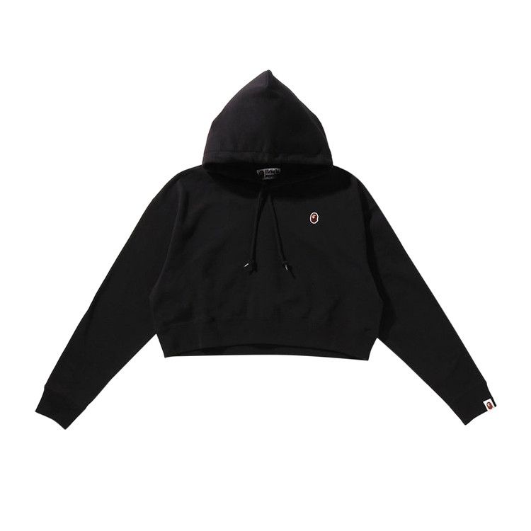BAPE Ape Head One Point Cropped Pullover Hoodie 'Black'