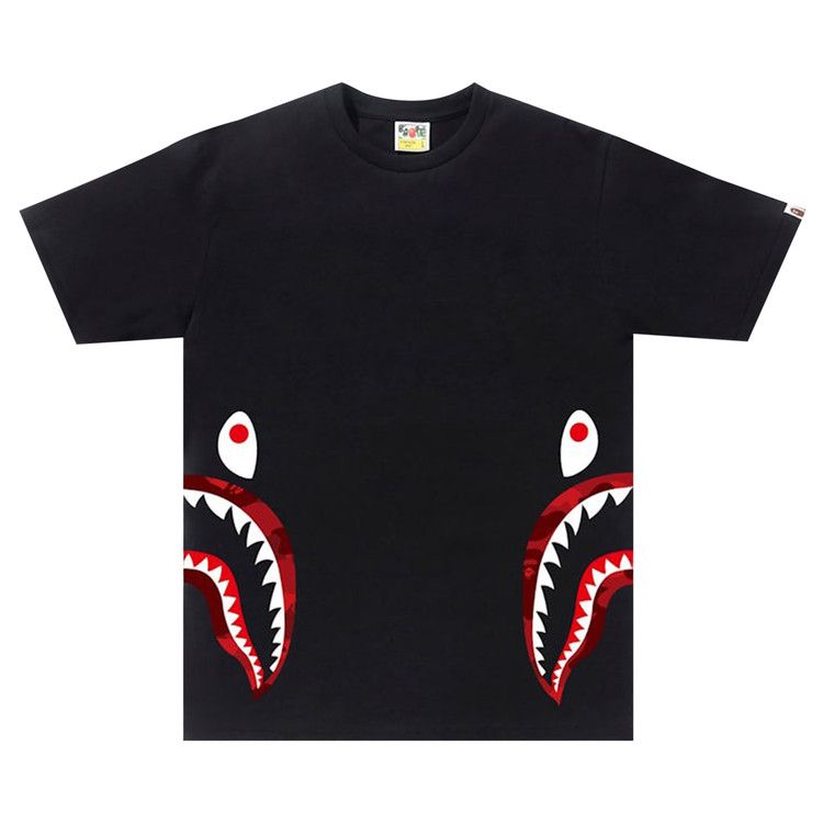 BAPE Color Camo Side Shark Tee 'Black Red'