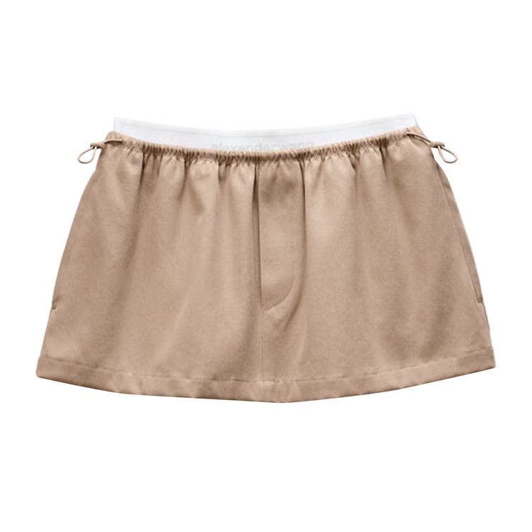 Alexander Wang Mid Rise Mini Logo Elastic Skirt 'Warm Taupe'