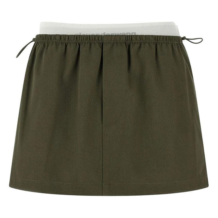 Alexander Wang Mid Rise Mini Logo Elastic Skirt 'Army Green'