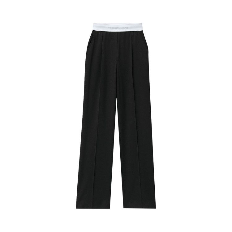 Alexander Wang Logo Elastic High Waisted Pleated Pant 'Black'