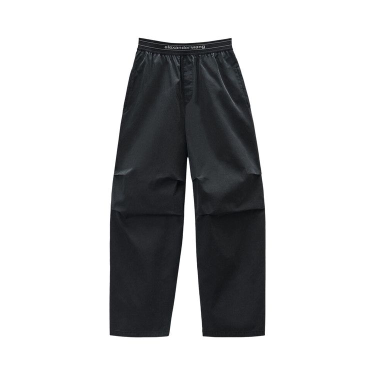 Alexander Wang Mid Rise Pleated Knee Pant W/ Logo Elastic 'Black'