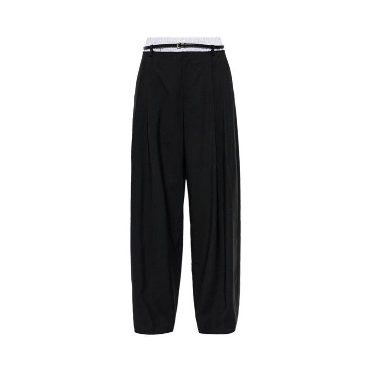 Alexander Wang Pre-Styled Boxer Mid-Rise Belted Tailored Pant 'Black/White Pinstripe'