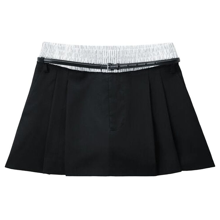 Alexander Wang Pre-Styled Boxer Mid-Rise Pleated Short 'Black/White Pinstripe'
