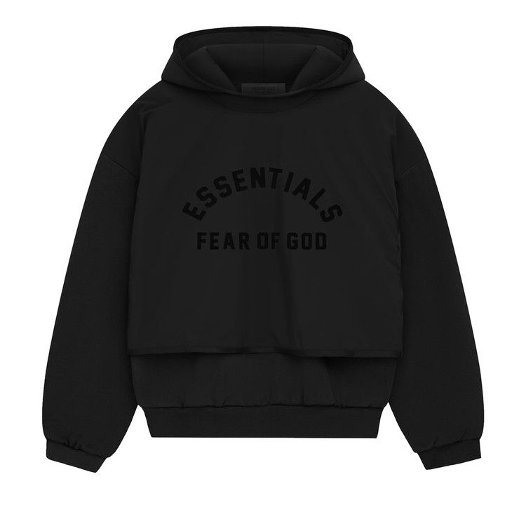Fear of God Essentials Nylon Fleece Hooded Sweater 'Jet Black/Jet Black'