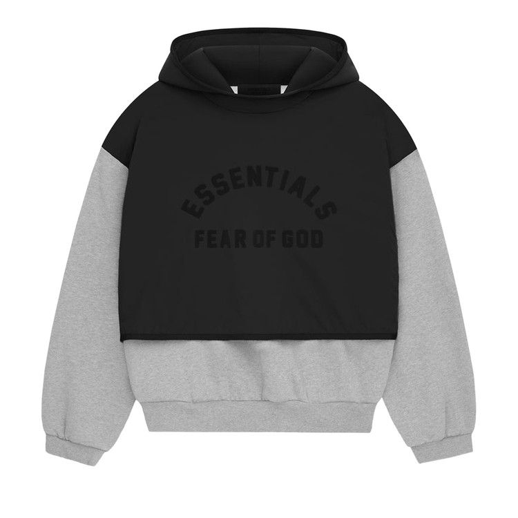 Fear of God Essentials Nylon Fleece Hooded Sweater 'Light Heather Grey/Jet Black'