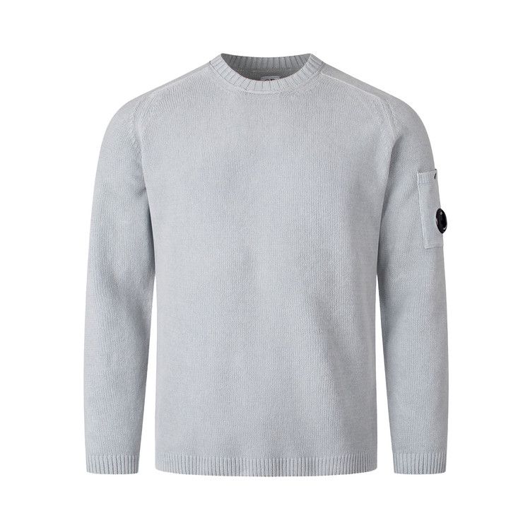 C.P. Company Cotton Chenille Crewneck Lens Sweater 'Silver Blue'