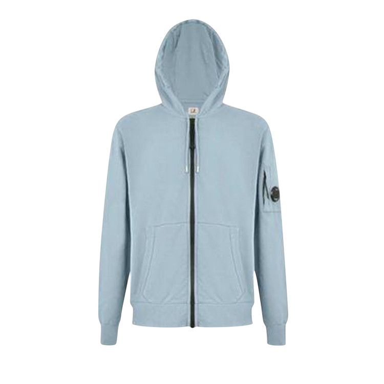 C.P. Company Light Fleece Zip Hooded Lens Sweatshirt 'Silver Blue'