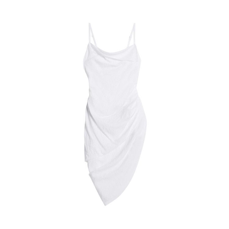 Jacquemus Asymmetric Draped Mini Dress 'White'