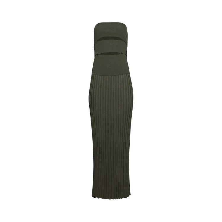 Christopher Esber Slashed Knit Sunray Strapless Dress 'Kombu'