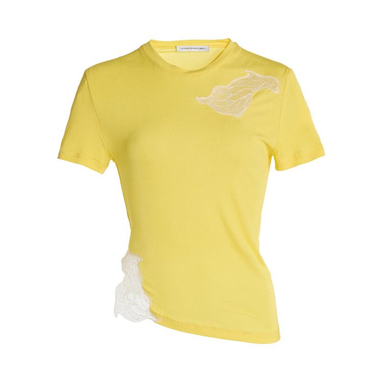 Christopher Esber Delphin Lace Rib Tee 'Zest/White'
