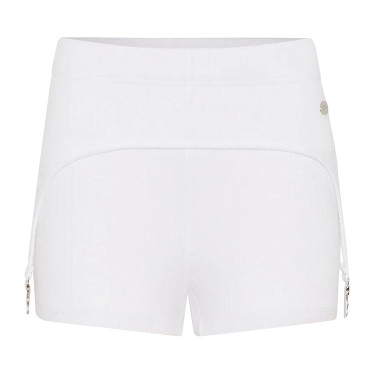 Jean Paul Gaultier Cotton Ribbed Mini Short With Lingerie Garter 'White'