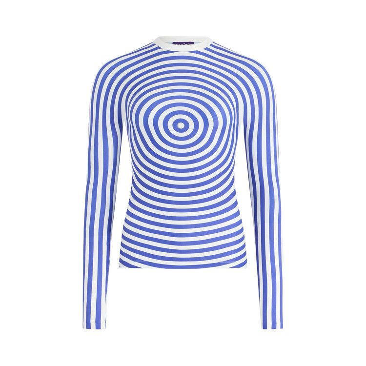 Jean Paul Gaultier Jersey Lycra Crewneck Top Printed Target 'White/Navy'