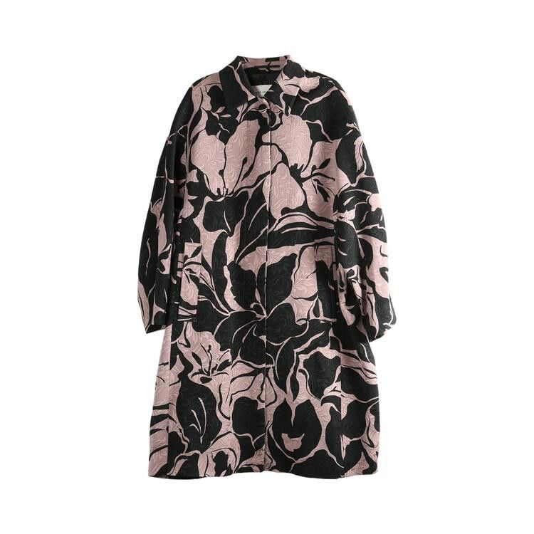 Dries Van Noten Large Couture Floral Print Roolsy Coat 'Black'