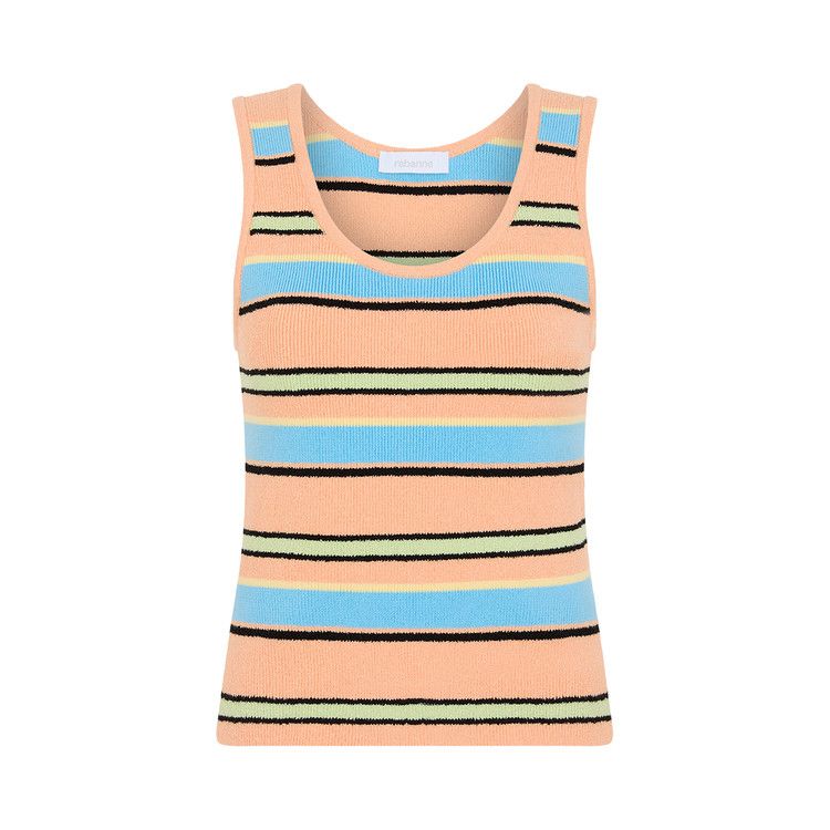 Rabanne Tank 'Rayures Eponge Peche/Bleu'