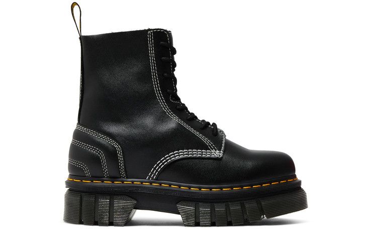 Dr. Martens Wmns Audrick Leather Platform Lace Up Boot 'White Stitch - Black'