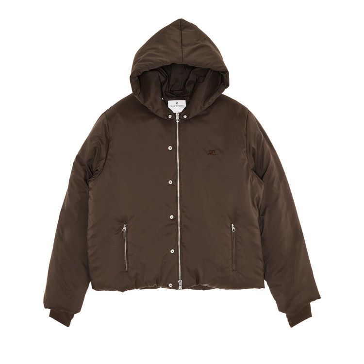 Courrèges AC Nylon Hooded Manteau 'Coffee'