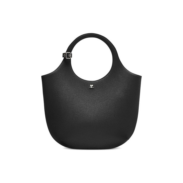 Courrèges Medium Holy Grained Leather Bag 'Black'